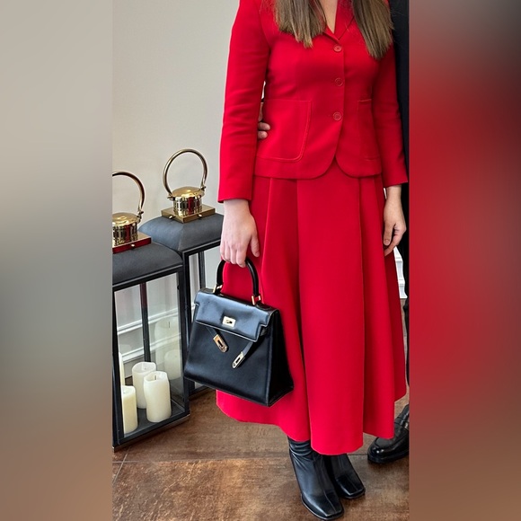 ZARA RED PLEATED CAPE SKIRT - Picture 9 of 14